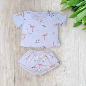 Ensemble pyjama fille–7 ans–SHEIN–Motifs flamants roses–Très bon état
