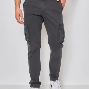 Pantalon cargo coupe droite gris foncé homme