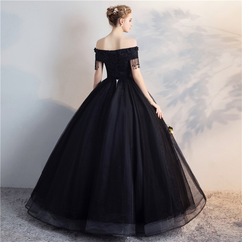 Robe de Bal Noire Épaules Dénudées – Image 2