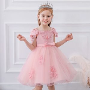 Robe de Princesse Fille Rose Pêche