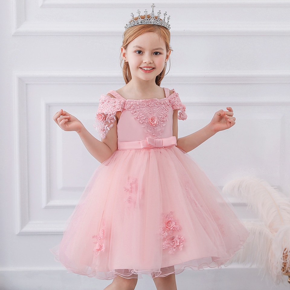 Robe de Princesse Fille Rose Pêche