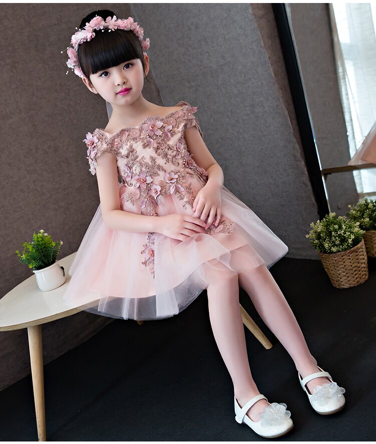 Robe Princesse Rose à Fleurs pour Mariage et Baptême – Image 3