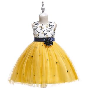 Robe de Soirée Princesse Jaune et Blanche
