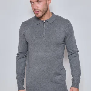 Pull Homme Zippé Col Polo – Maille Fine Confortable