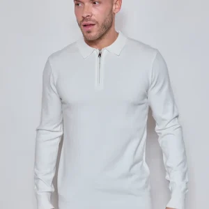 Pull Homme Zippé Col Polo – Maille Fine Confortable