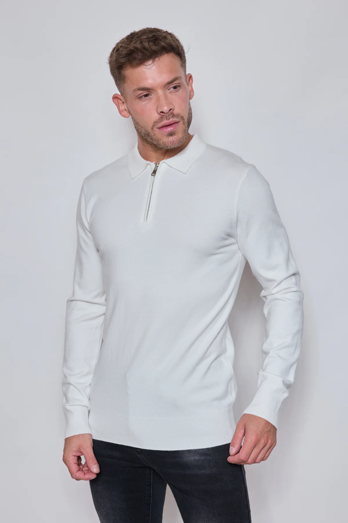 Pull Homme Zippé Col Polo – Maille Fine Confortable – Image 2