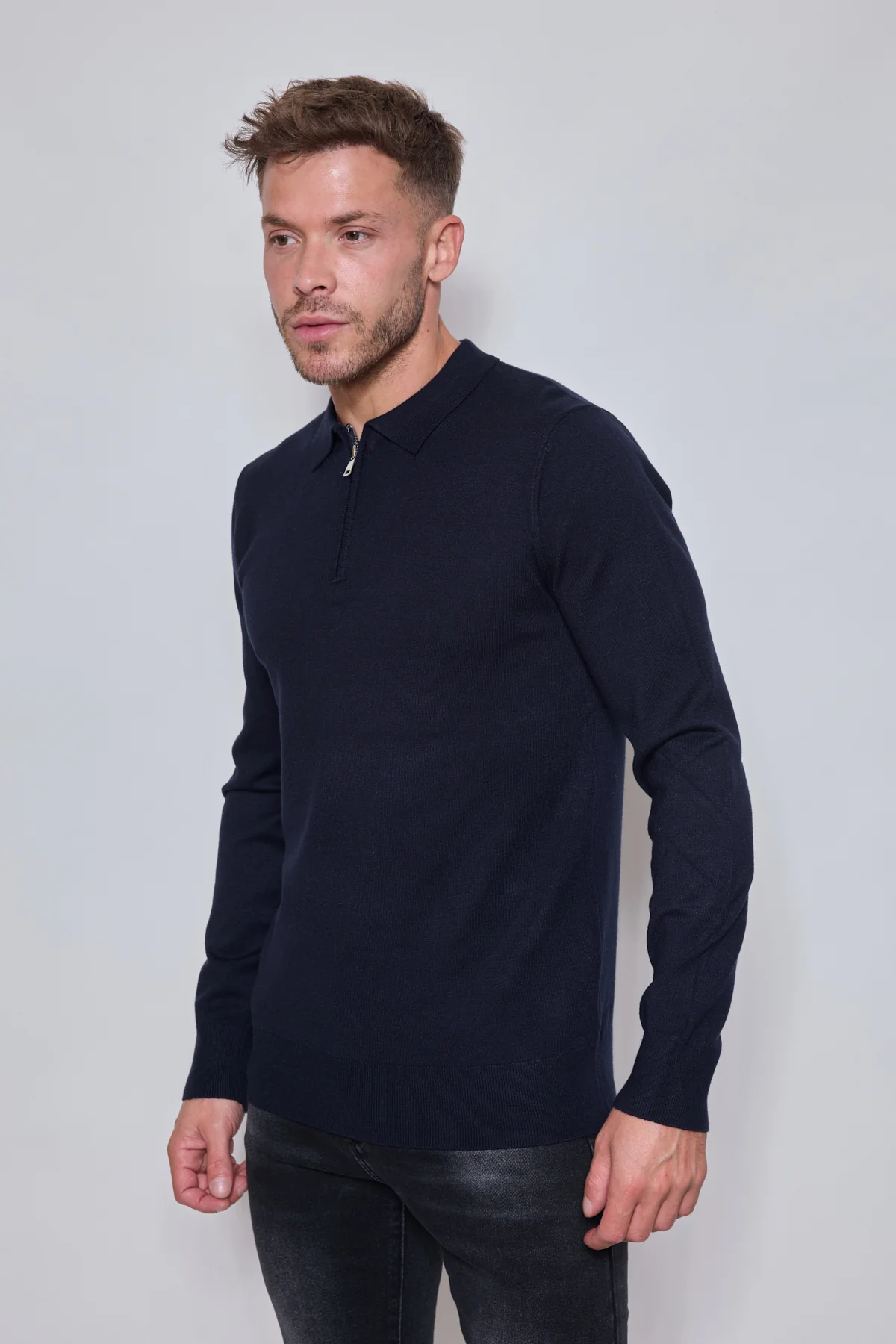 Pull Homme Zippé Col Polo – Maille Fine Confortable – Image 2