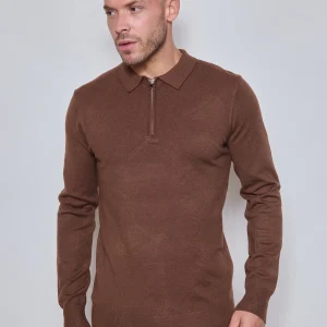 Pull Homme Zippé Col Polo – Maille Fine Confortable