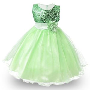 Robe Princesse Fille Vert Pomme