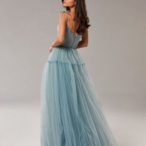 Robe Plissée Femme Bleue