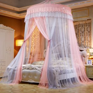 Voile de Lit Princesse Rose et Gris