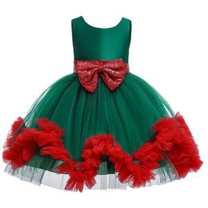 Robe de Noël Verte et Rouge pour Fille