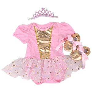 Robe de Bébé Rose à Étoiles
