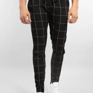 Pantalon chino noir à carreaux - Frilivin
