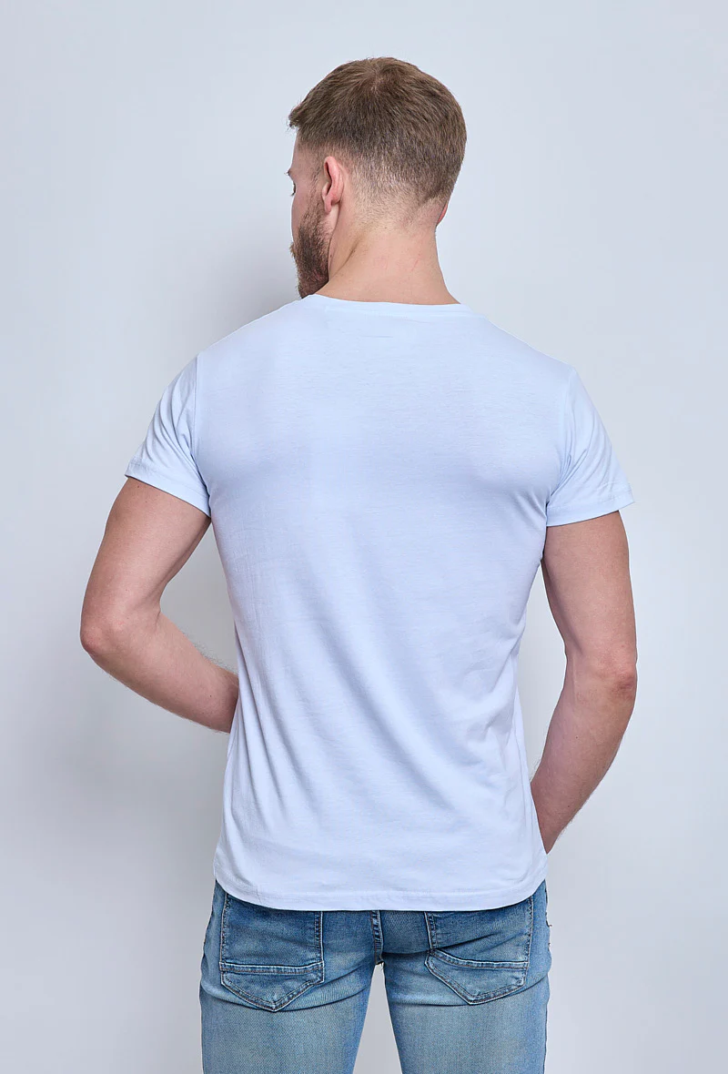 T-shirt col mauve clair coton homme – Image 3