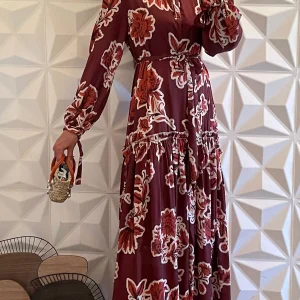 Robe babydoll avec superposition et lien à nouer - Rouille