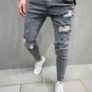 Jean gris fashion destroy homme