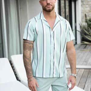 Chemise manches courtes à rayure homme fashion - Frilivin