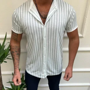 Chemise fashion à manches courtes avec rayure homme