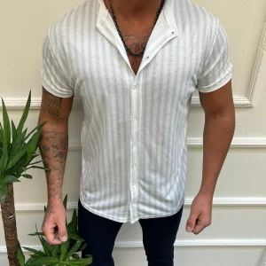 Chemise fashion à manches courtes avec rayure homme