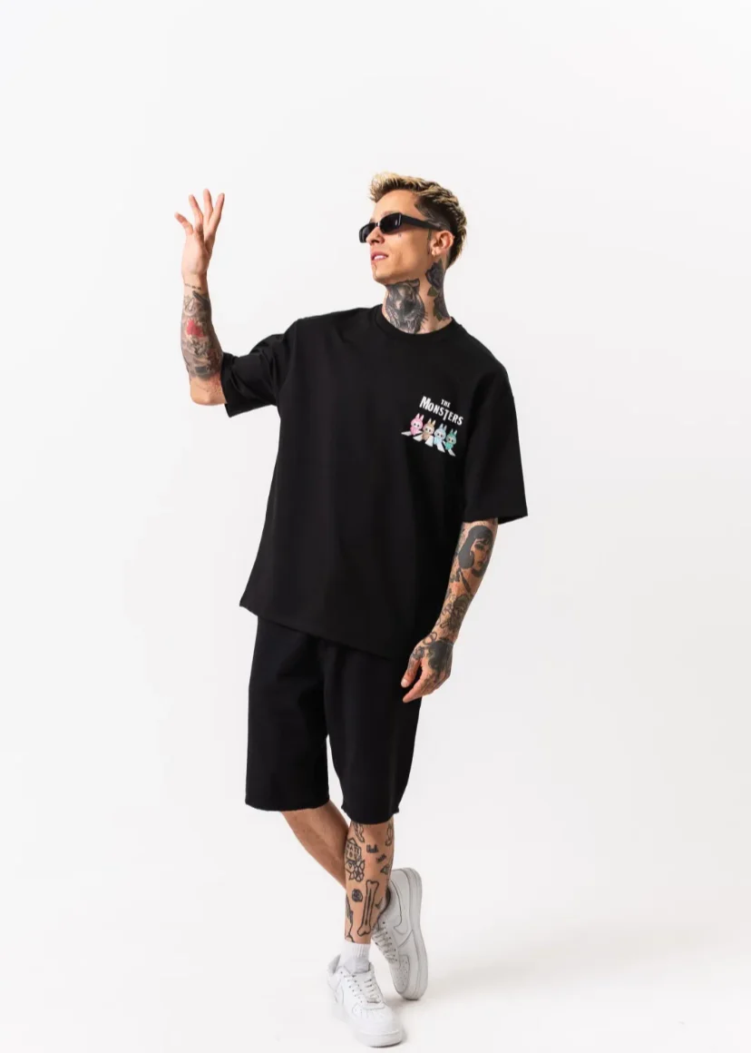 T-shirt noir oversize Homme "The Monsters" – Hallstarz PATO – Image 3