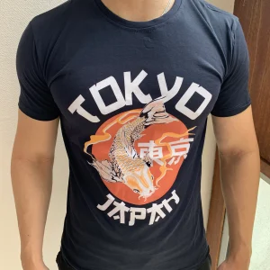 T-shirt noir manches courtes col rond motif Tokyo fashion homme
