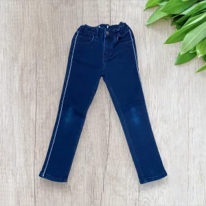 Jean fille 6 ans slim foncé effet décoloré liseré argenté