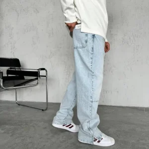 Jean coupe large homme – Denim clair inspiration streetwear 2883