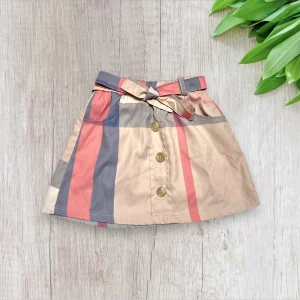 Jupe Carreaux Beige avec Ceinture Nouée - Fille 6 ans, Shein