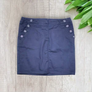 Jupe femme effet huilé bleu marine taille S – Détails métalliques élégants
