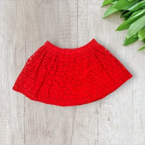 Jupe fille courte en dentelle – 2-4 ans – H&M – Rouge uni – Très bon état