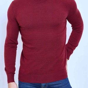 Pull col roulé classique rouge fashion homme
