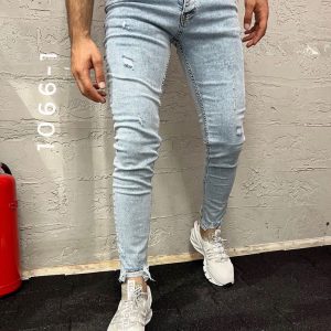 Jean bleu clair skinny homme fashion