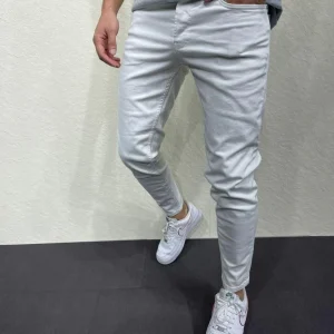 Pantalon jean blanc skinny fashion homme