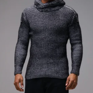 Pull stylé classique à col montant noir homme fashion