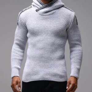 Pull stylé classique à col montant gris clair homme fashion