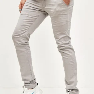 Pantalon chino coton slim gris confortable homme fashion