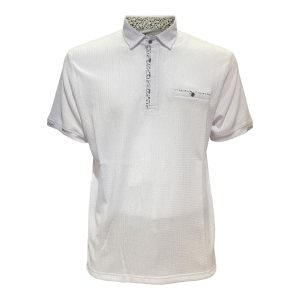 Polo homme blanc à col imprimé floral Maxway 17-9841