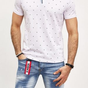 Polo blanc avec imprimé homme stylé