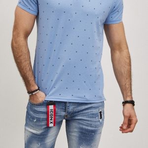 Polo bleu avec imprimé homme fashion
