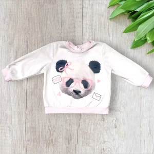 Pull bébé fille Lily & Jack 6-12 mois polaire blanc motif panda – manches longues