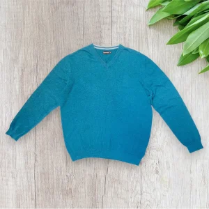 Pull homme Inextenso - XL - Bleu canard - Col V