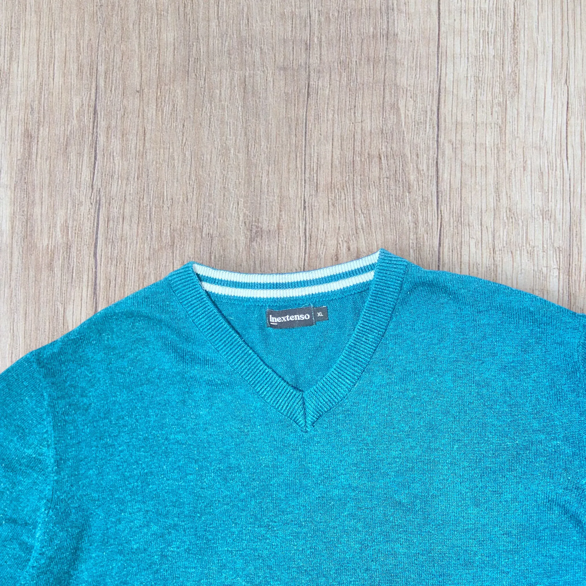 Pull homme Inextenso - XL - Bleu canard - Col V – Image 2