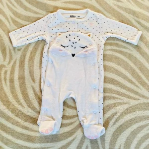 Pyjama Fille Polaire Blanc à Pois Noirs avec Broderie Renard - 1 Mois - Gémo