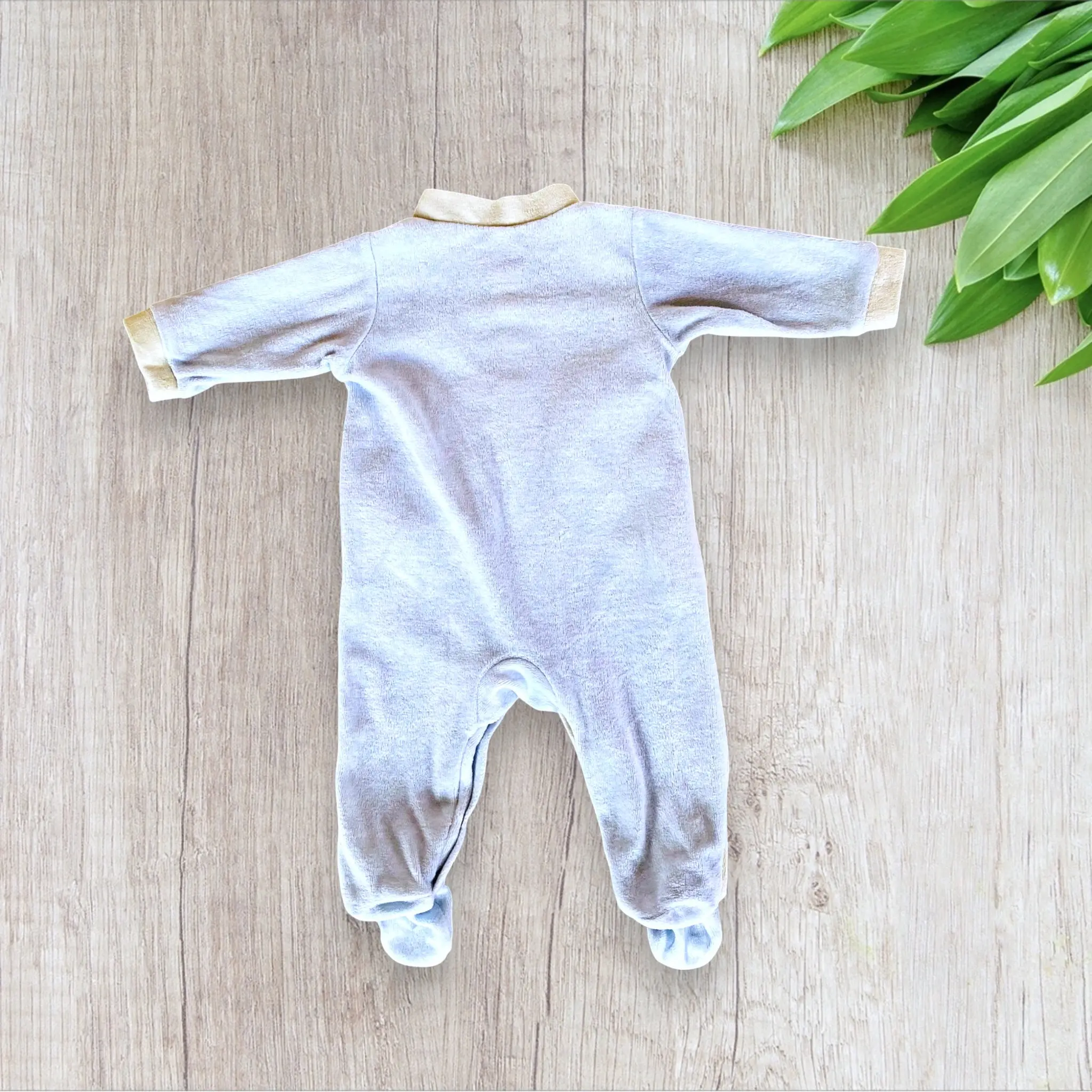 Pyjama Bébé Garçon 1 Pièce - Bleu Ciel et Blanc Crème avec Lapin - 3 Mois - Trois Kilo Sept – Image 4