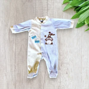 Pyjama Bébé Garçon 1 Pièce - Bleu Ciel et Blanc Crème avec Lapin - 3 Mois - Trois Kilo Sept