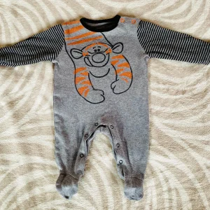 Pyjama Bébé Garçon 1 Pièce - Gris avec Tigrou - 0-3 Mois - Disney