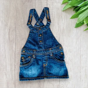 Robe Salopette en Jean Brut Foncé - Bébé Fille Taille 3 Mois - Kiabi