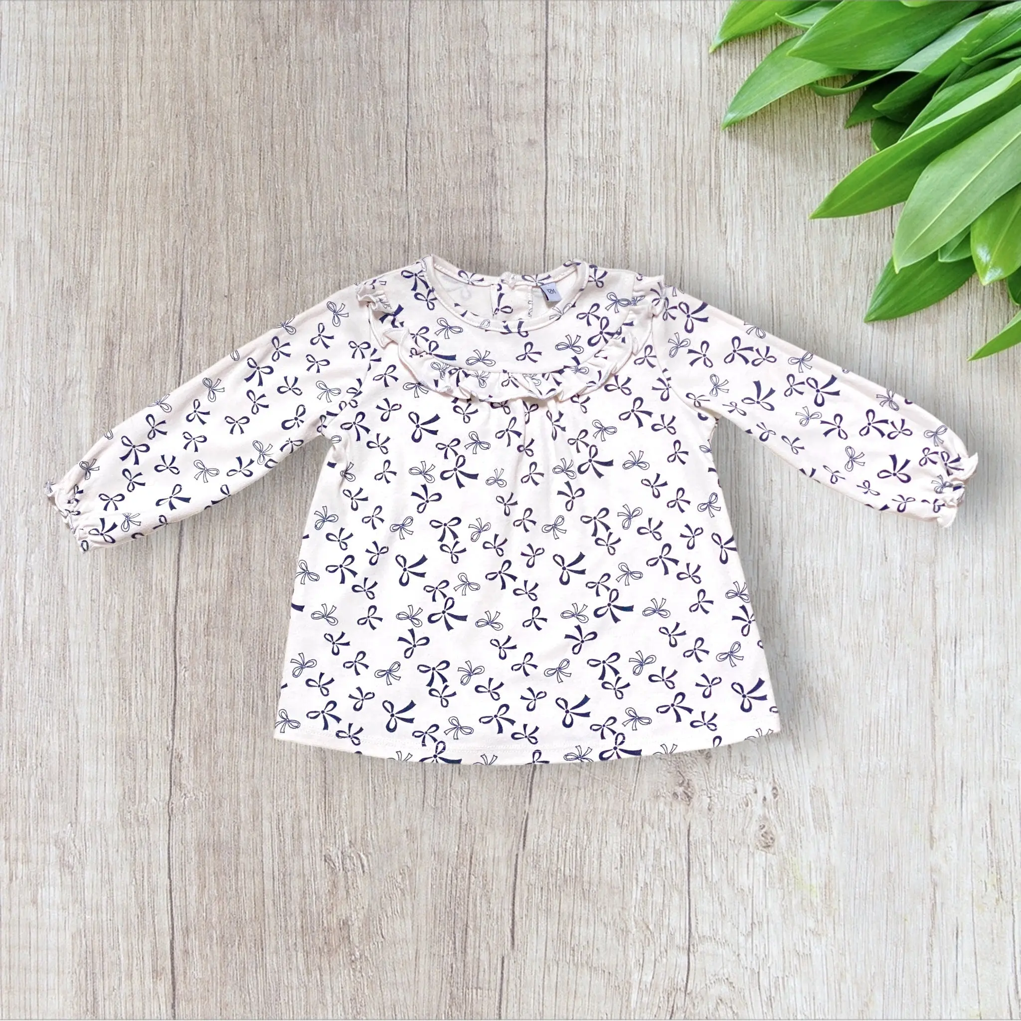 Robe bébé fille 12 mois – Nœuds bleu marine – Très bon état