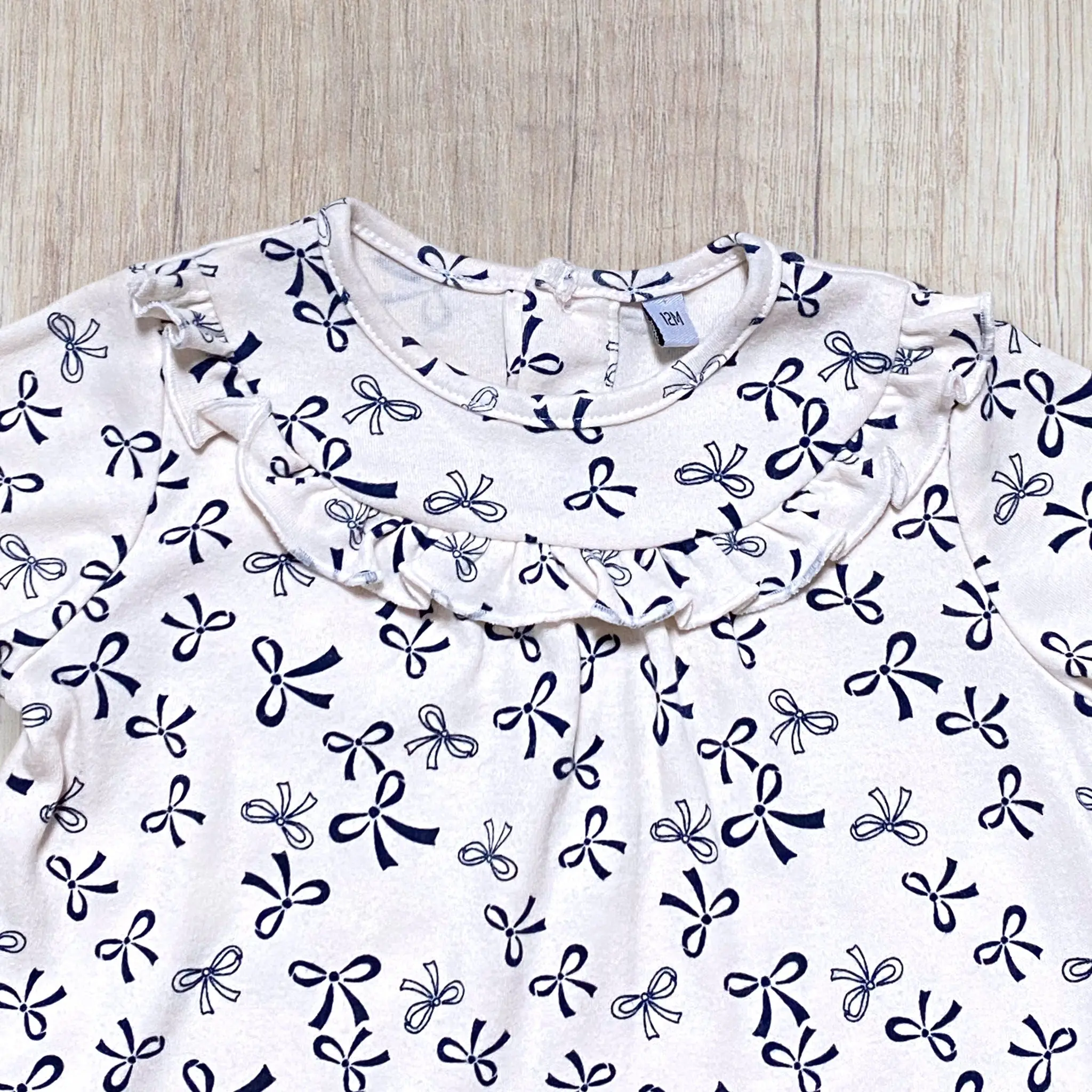 Robe bébé fille 12 mois – Nœuds bleu marine – Très bon état – Image 2